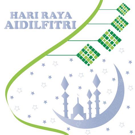Gambar Hari Raya Aidilfitri Dengan Bintang Dan Masjid Hias Mesjid