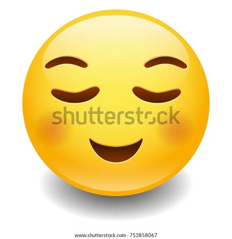 Relieved Expression Emoji Smiley Face Vector เวกเตอร์สต็อก ปลอดค่า