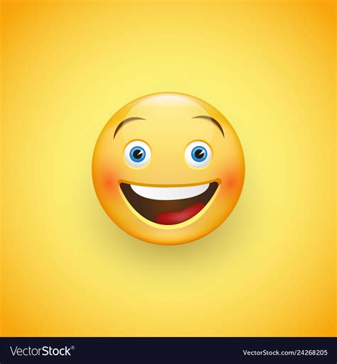 Smiling Face With Blue Eyes Expression Of Joy Vector Image