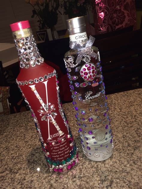 Liquor Bottles Decorated For My Daughters 21st Birthday Bedazzled Liquor Bottles Decorated