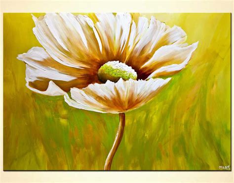 Painting Abstract Daisy Flower Painting Green 7820