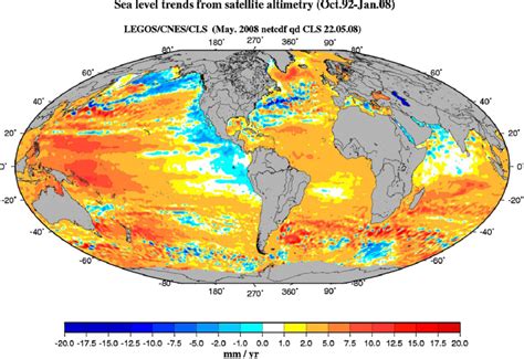 Geographical Distribution Of Linear Sea Level Trends Computed Over