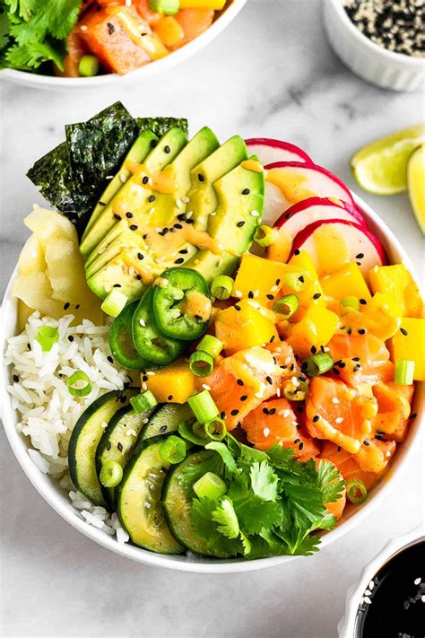 Celebrate Earth Day With This Delicious Furikake Salmon Poke Bowl Recipe Vegetarian Recipes
