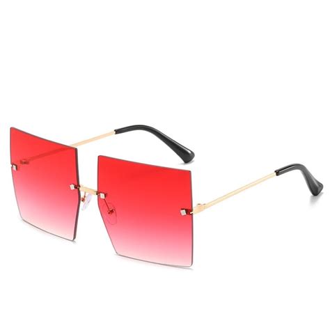 Oversized Square Rimless Sunglasses Jassjazz 55mm Rim Glasses