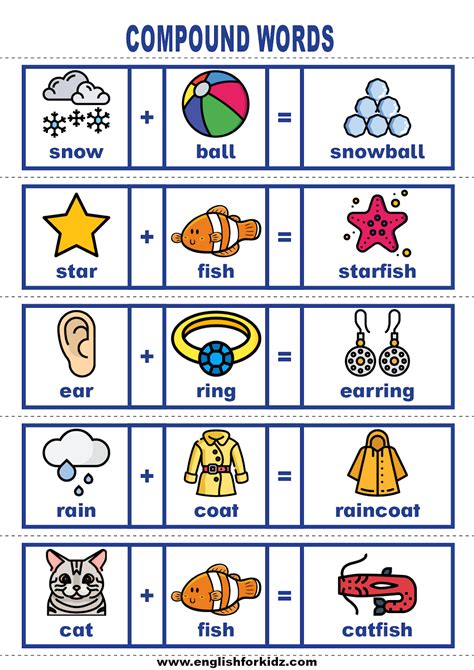 English For Kids Step By Step Vocabulary Cards Compound Words