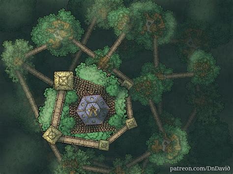 Peaceful Treetop Village Dndmaps Fantasy Map Dungeon Maps