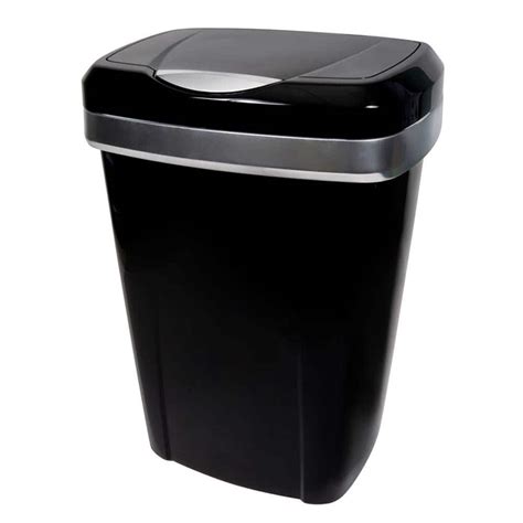 Hefty 13 Gal Black Premium Touch Lid Trash Can Hft 5200075169 The