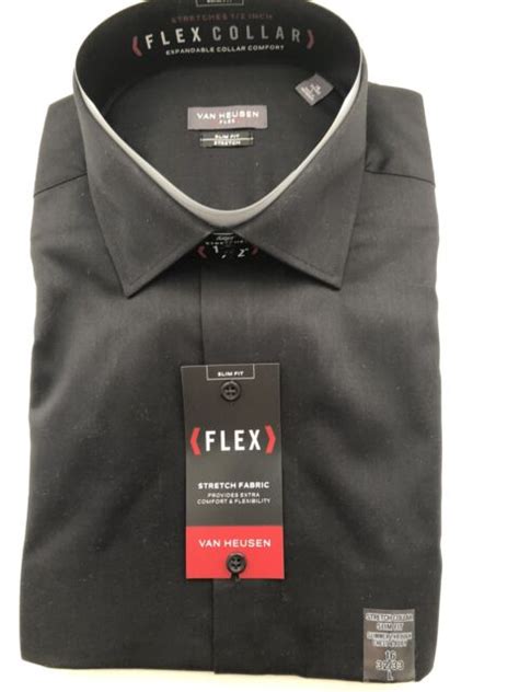 Van Heusen Dress Shirt Slim Fit Stretch Flex Black 16 3233 New Ebay