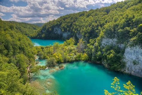 Aerial View Of Plitvice Lakes National Park In Croatia Stock Image