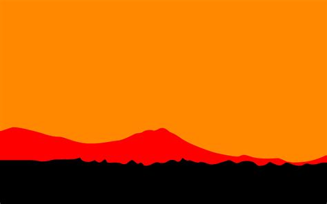 Sunset Landscape Artwork Digital Art Orange Simple Minimalism