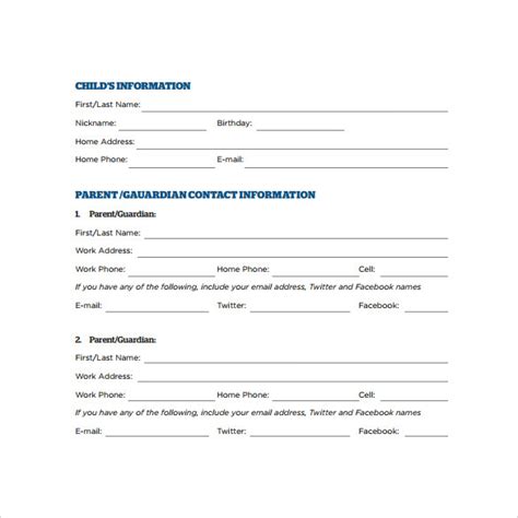 12 Sample Emergency Contact Forms To Download Sample Templates
