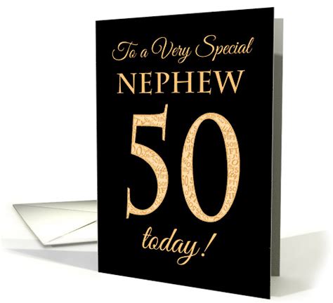 Chic 50th Birthday For Special Nephew Gold Effect On Black Card