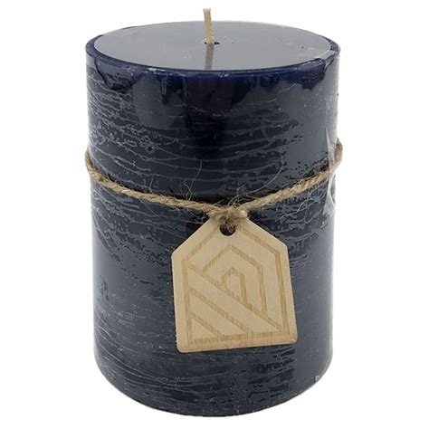 3x4 Navy Unscented Pillar Candle At Home