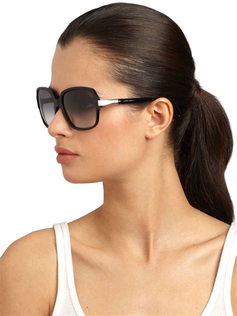 Lyst Chloé Rounded Square Acetate Tubular Sunglasses In Black