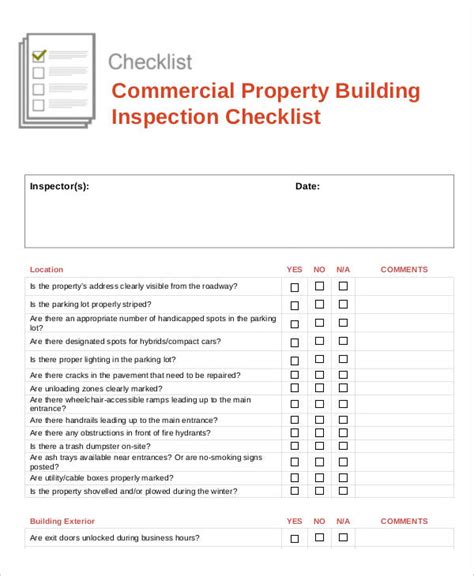 Commercial Inspection Checklist Template