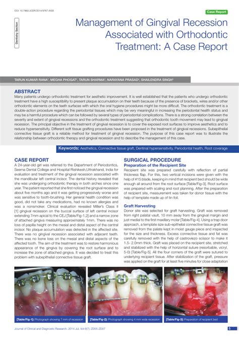 Pdf Management Of Gingival Recession Associated With Orthodontic