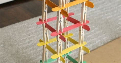 5 Engineering Challenges With Clothespins Binder Clips And Craft Sticks Crafts Clothespins