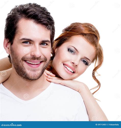 Closeup Portrait Of Beautiful Smiling Couple Stock Image Image Of Embracing Adult 39713451