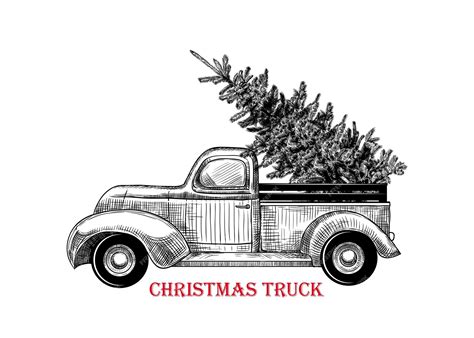 Premium Vector Christmas Truck Vector Vintage Illustration Of