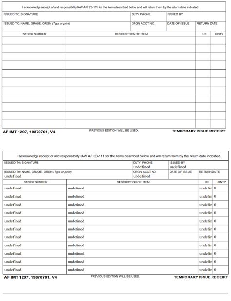 Af Form 1297 Temporary Issue Receipt