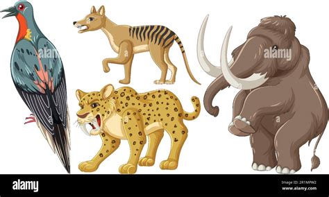 Set Of Various Extinct Animals Illustration Stock Vector Image And Art