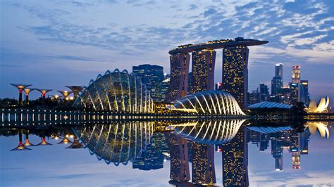 1920x1080 Evening Singapore Architecture Lights Gardens By The Bay