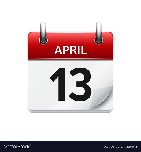 April 13 Flat Daily Calendar Icon Date Royalty Free Vector