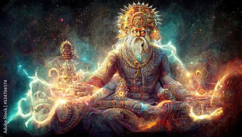 Illustrazione Stock Ai Generated Image Of Hindu God Brahma The Creator