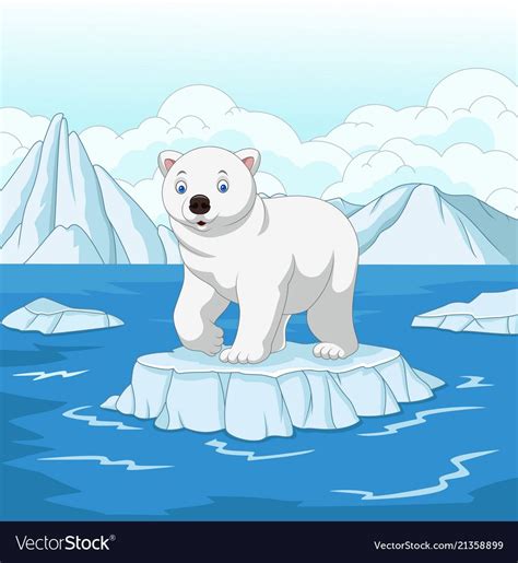 Cartoon Polar Bear Isolated On Ice Floe Download A Free Preview Or