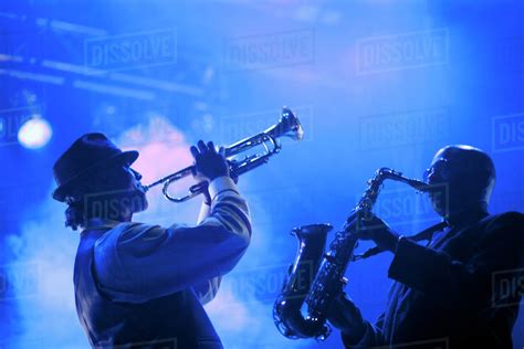 Musicians Playing In Jazz Band On Stage Stock Photo Dissolve