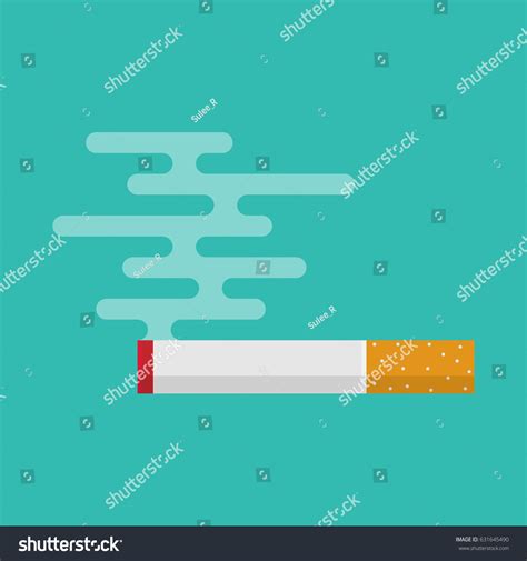 Vector Illustration Burning Cigarette Smokeflat Design Stock Vector
