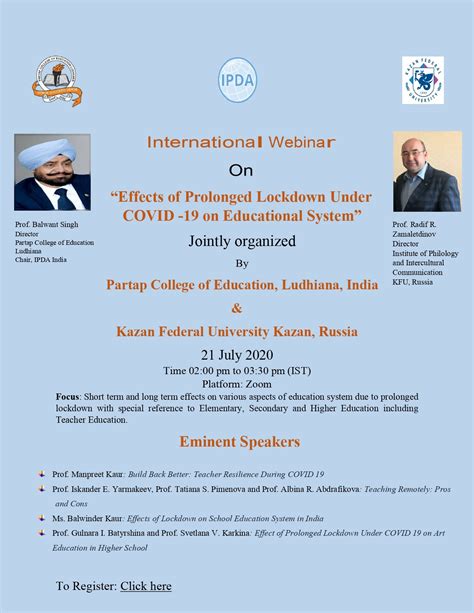 INTERNATIONAL WEBINAR 'EFFECTS OF PROLONGED LOCKDOWN UNDER ...