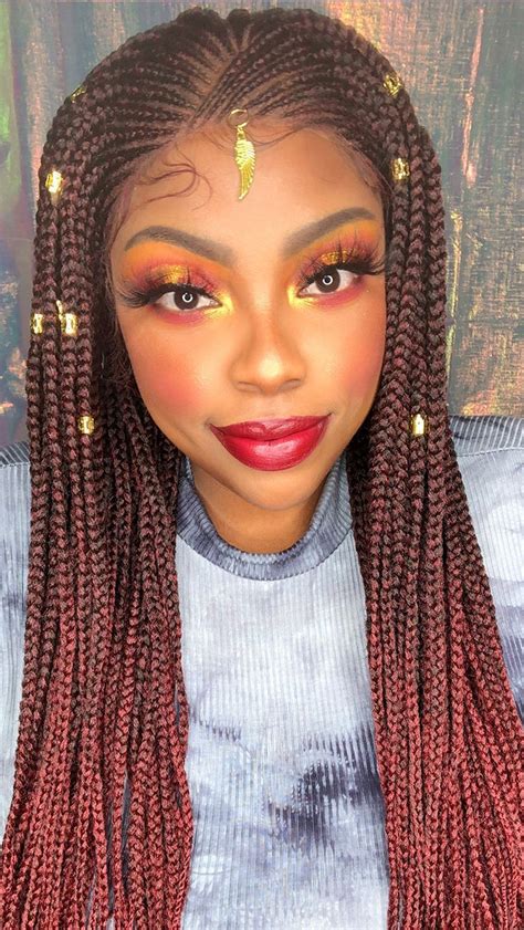 Gorgeous Red Braided Lace Wig For Black Women Hot Summer Hairstyle