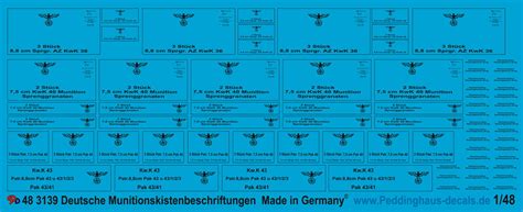 Peddinghaus Decals Peddinghaus Decals 148 3139 German Ammo Box Markings