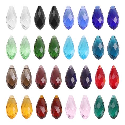 Crystal Teardrops Faceted Beads Tear Drop Beads Crystal Glass 5pcs