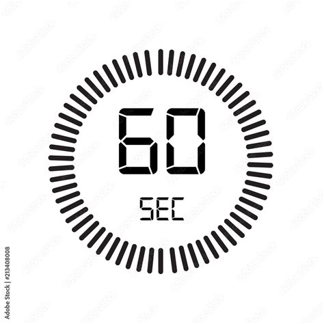 The 60 Seconds Icon Digital Timer Clock And Watch Timer Countdown Symbol Isolated On White