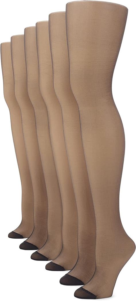 no nonsense womens ultra sheer regular pantyhose with reinforced toe 6 pair pack amazon ca