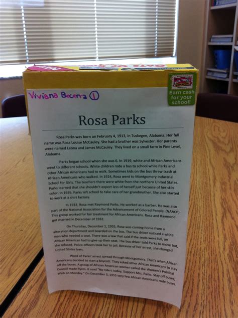 Simply Elementary Biography Cereal Box Project
