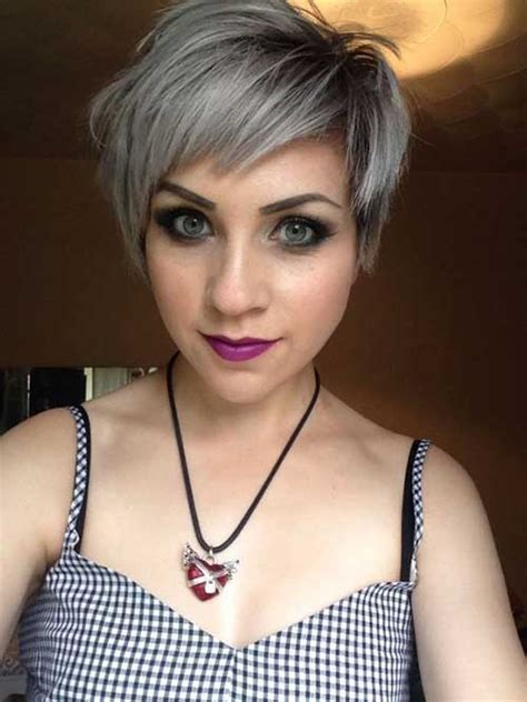 Gray hair looks stunning in this sleek graduated bob complimented with a side parting and long bangs that. 20 Funky Short Haircuts