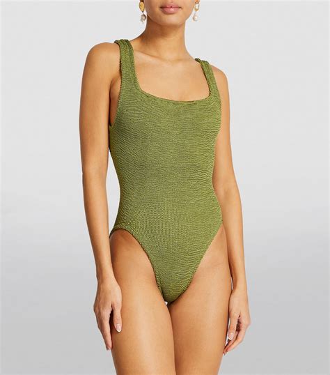 Womens Hunza G Green Square Neck Swimsuit Harrods Uk