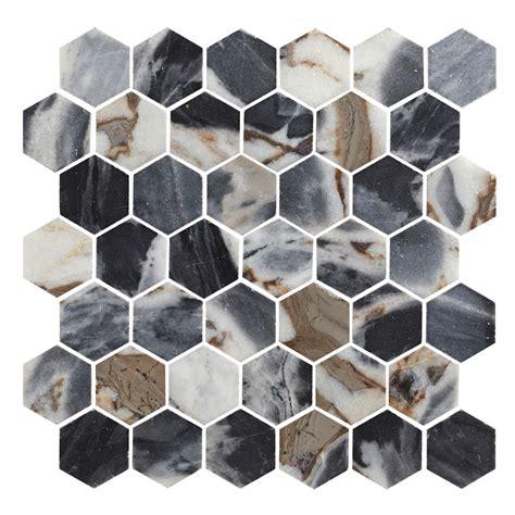 Roma Impression Polished Hex Marble Mosaic Wall And Floor Tile 2 In