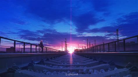 Lifeline Anime Sky Outdoors Railway 1920x1080 Wallpaper