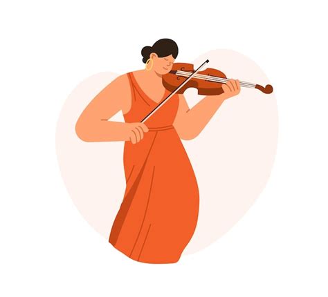 Mujer Músico Tocando Violín Con Arco Violinista Interpretando Música