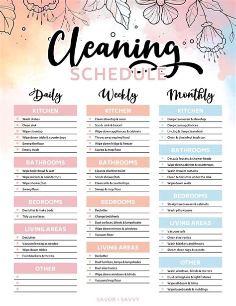 Free Cleaning Schedule Printable Cleaning Schedule Printable