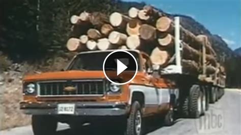 Vintage Commercial Shows Chevy Cheyenne Hauling 187 Ton Log Trailer