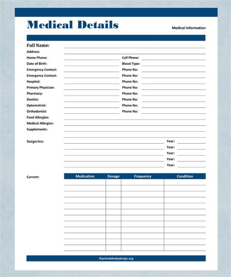 Medical Records Printables By Design Medical Printables Medical