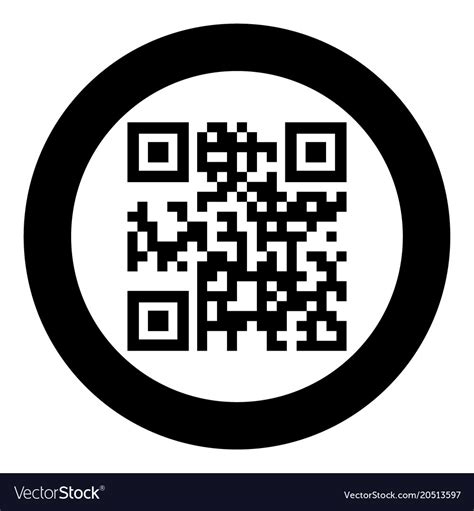 Qr Code Icon Black Color In Circle Or Round Vector Image