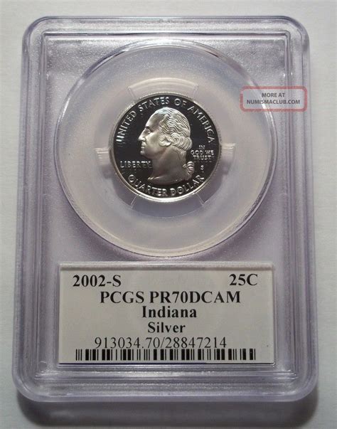 2002 S Silver Indiana In State Quarter Proof 70 Pcgs Pr70 Dcam Rare
