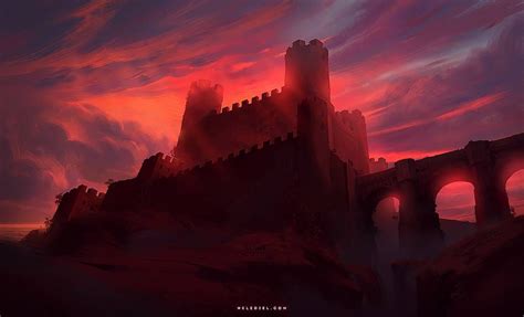 Red Sky By Nele Diel On Deviantart Red Sky Fantasy Castle Sky
