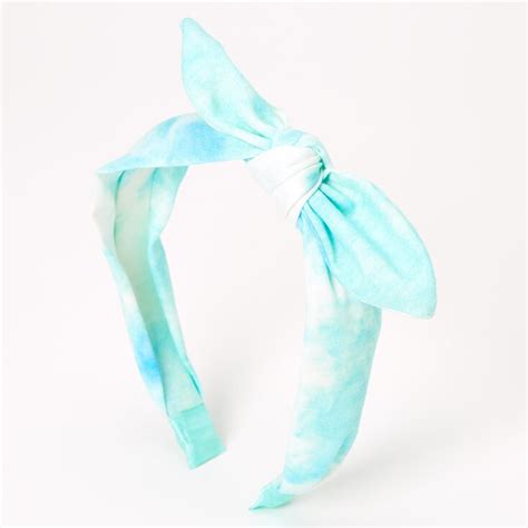 Tie Dye Knotted Bow Headband Mint Claires Us